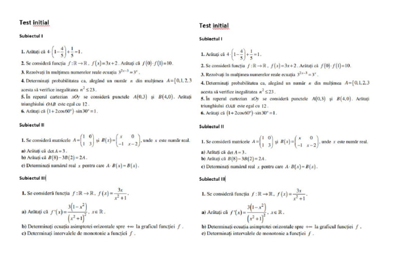 Test Initial Tehnologic | PDF