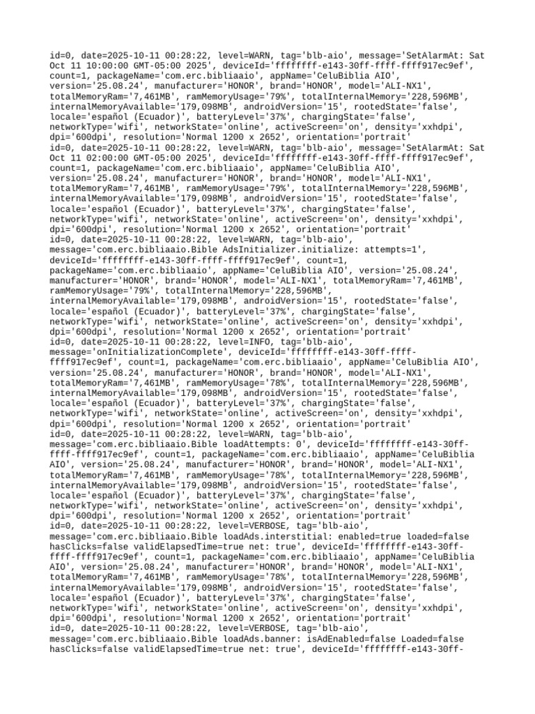 CeluBiblia AIO App Log Analysis | PDF | Computer Programming