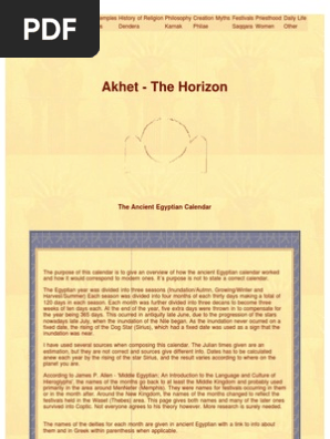 Ancient Egyptian Calendar