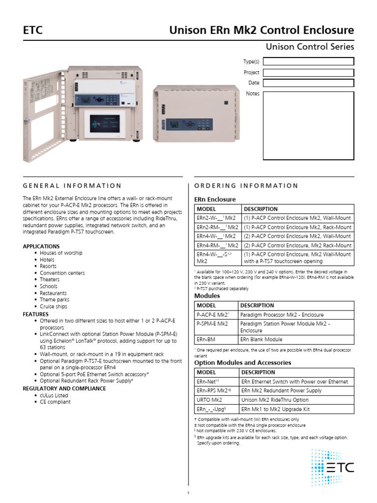 Unison ERn Mk2 Control Enclosure | PDF | Electrical Equipment ...