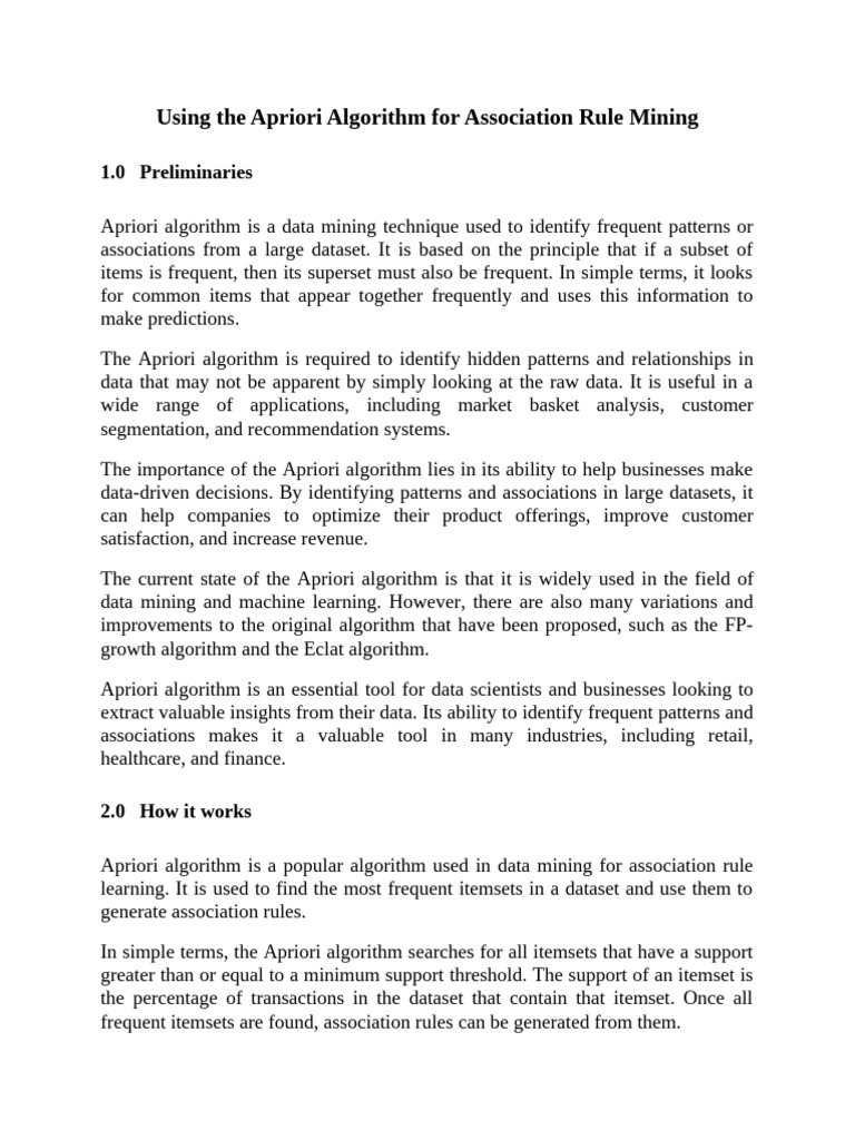 Apriori Algorithm for Association Mining | PDF | Computing | Data Analysis