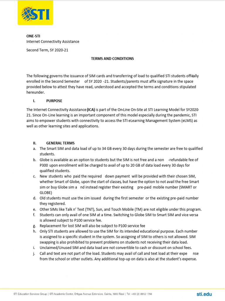 STI Internet Connectivity Assistance Guide | PDF