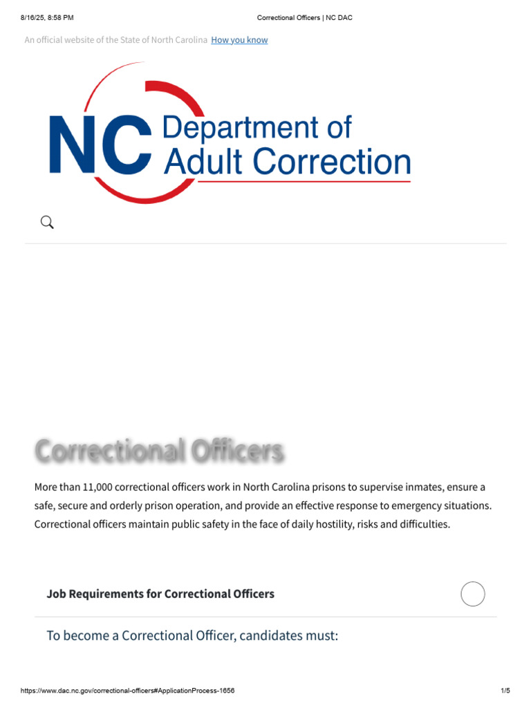 NC Correctional Officer Job Requirements | PDF | General Educational ...