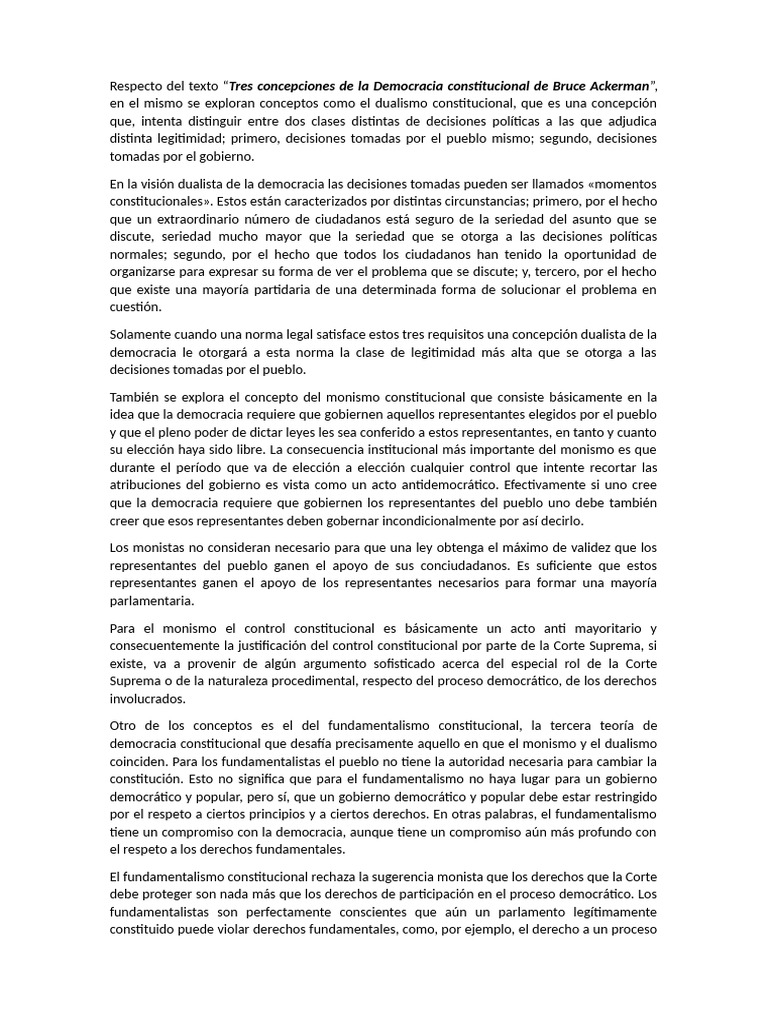 Concepciones de Democracia Constitucional | PDF | Democracia ...