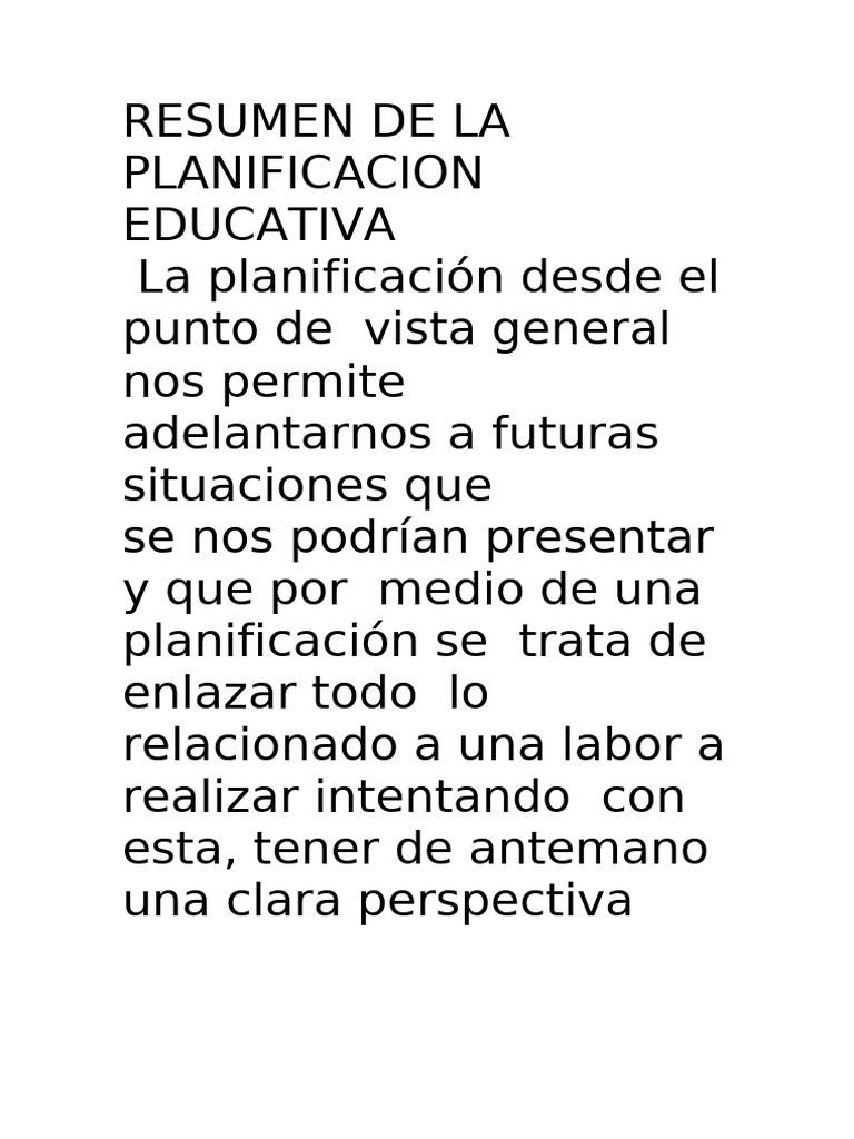 Resumen de Planificación Educativa | PDF | Evaluación | Maestros