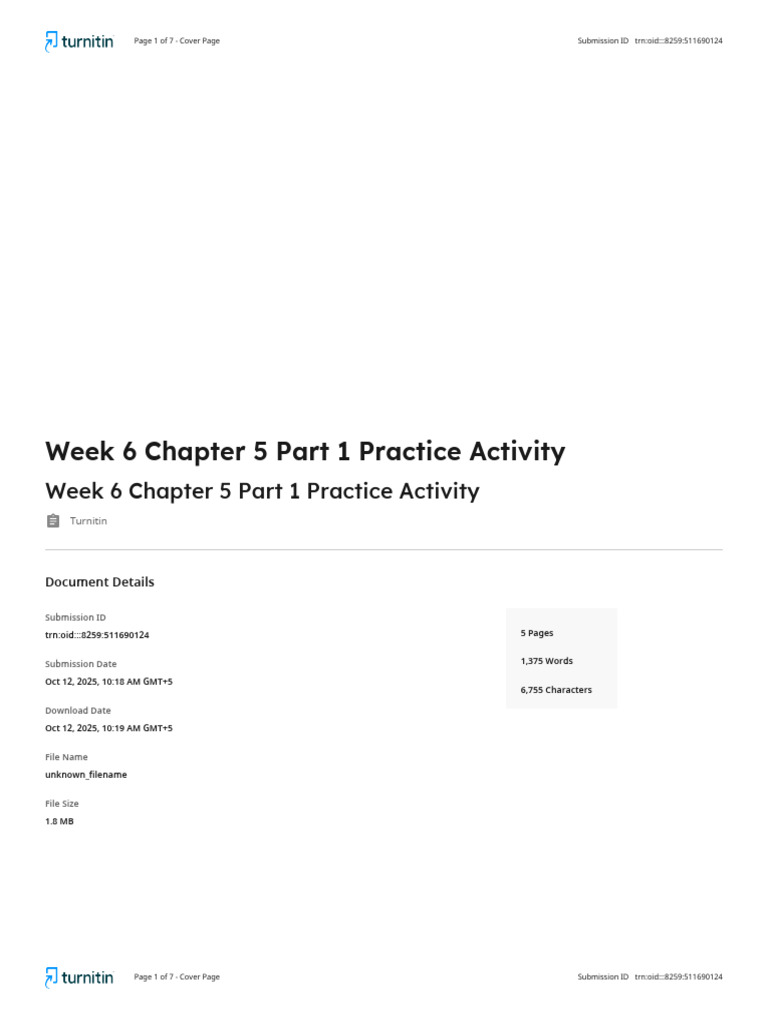 AI - Week 6 Chapter 5 Part 1 Practice Activity | PDF | Turnitin ...