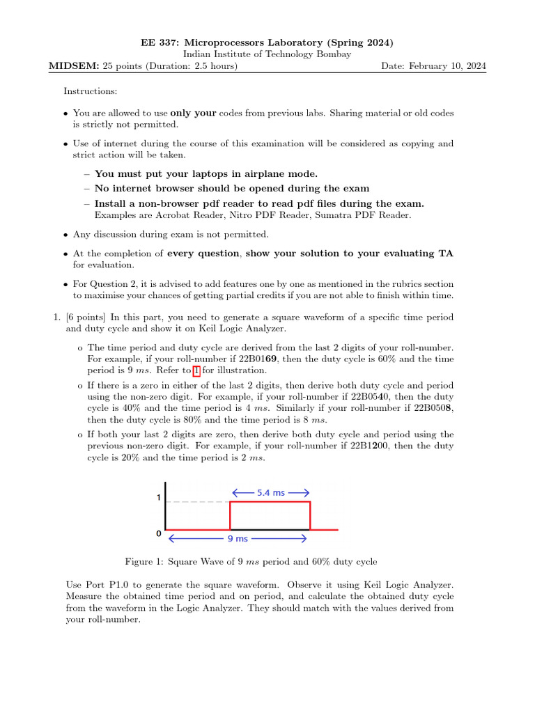 EE 337 Midsem Exam Instructions | PDF | Matrix (Mathematics) | Determinant