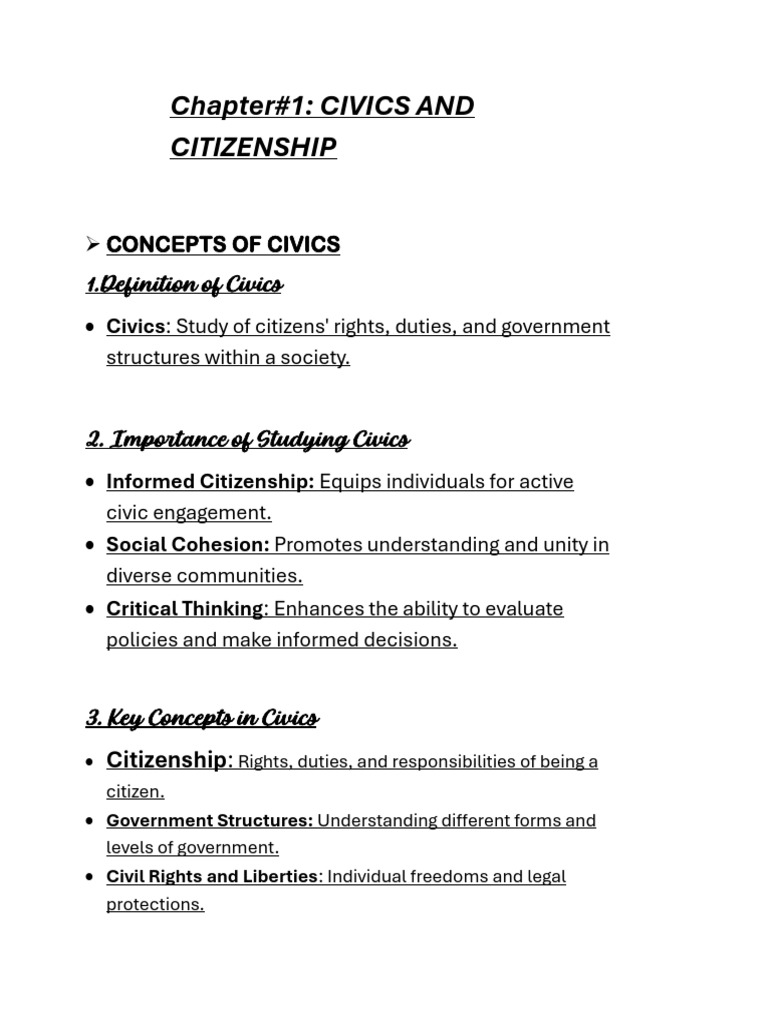 Civics and Citizenship: Key Concepts Explained | PDF | Citizenship ...