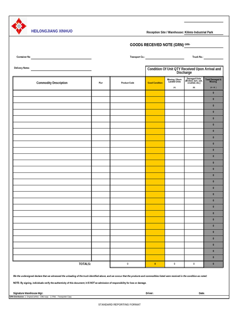 Goods Received Note Format Guide | PDF | Supply Chain Management