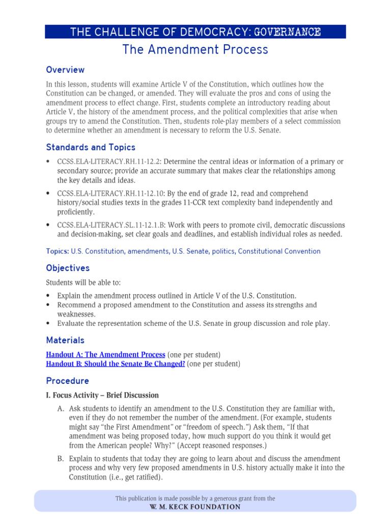 Understanding the U.S. Amendment Process | PDF