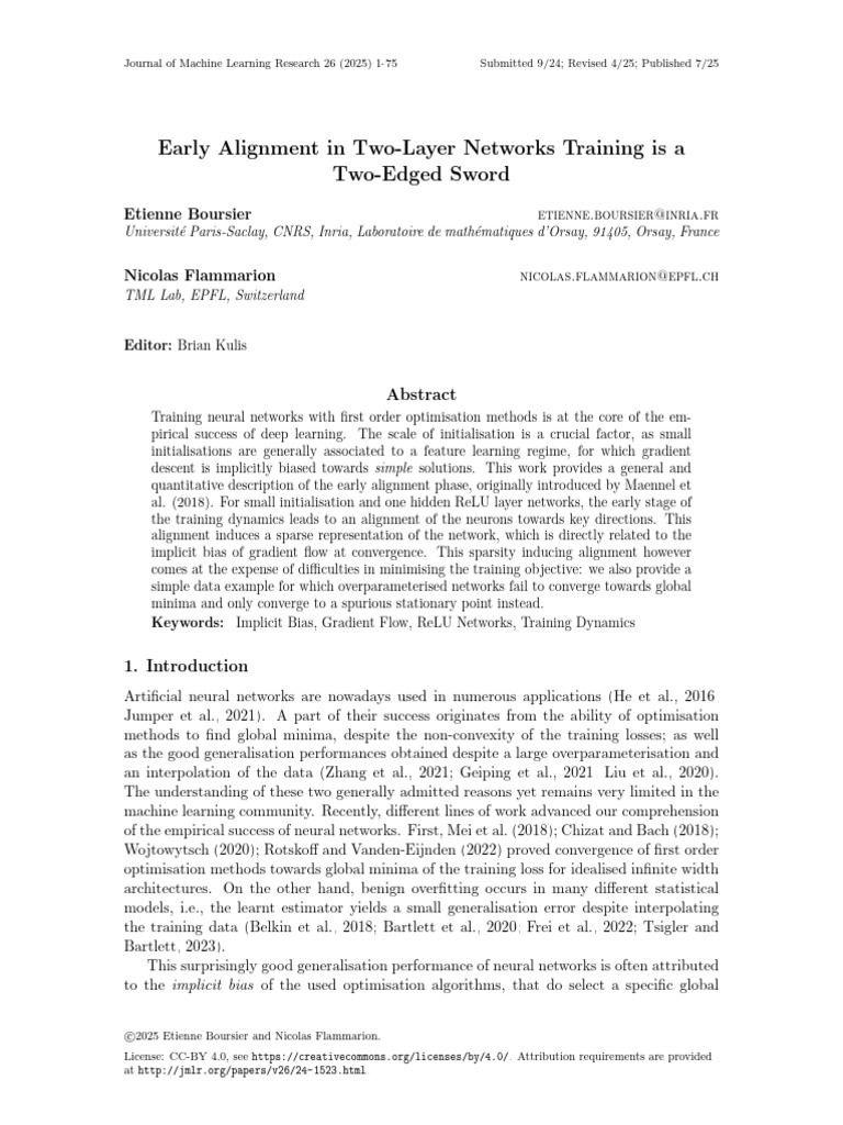 Early Alignment in Two-Layer Networks | PDF | Ordinary Least Squares ...