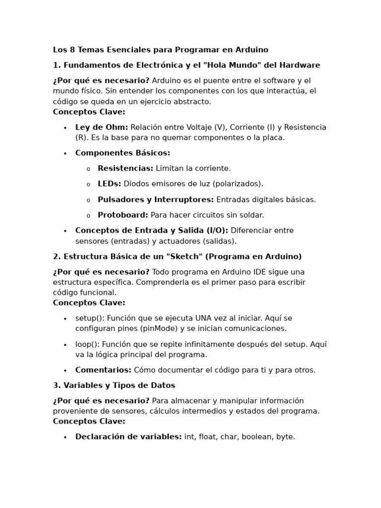 8 Claves para Programar en Arduino | PDF | Arduino | Electrónica