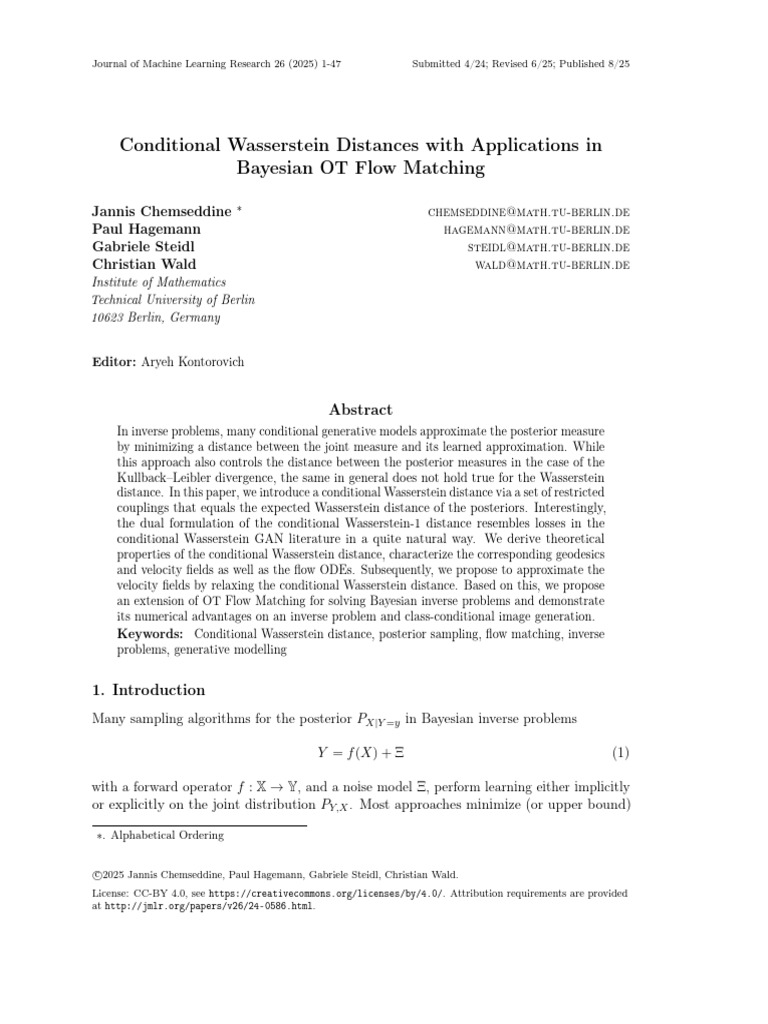 Conditional Wasserstein Distances With Applications in Bayesian OT Flow ...