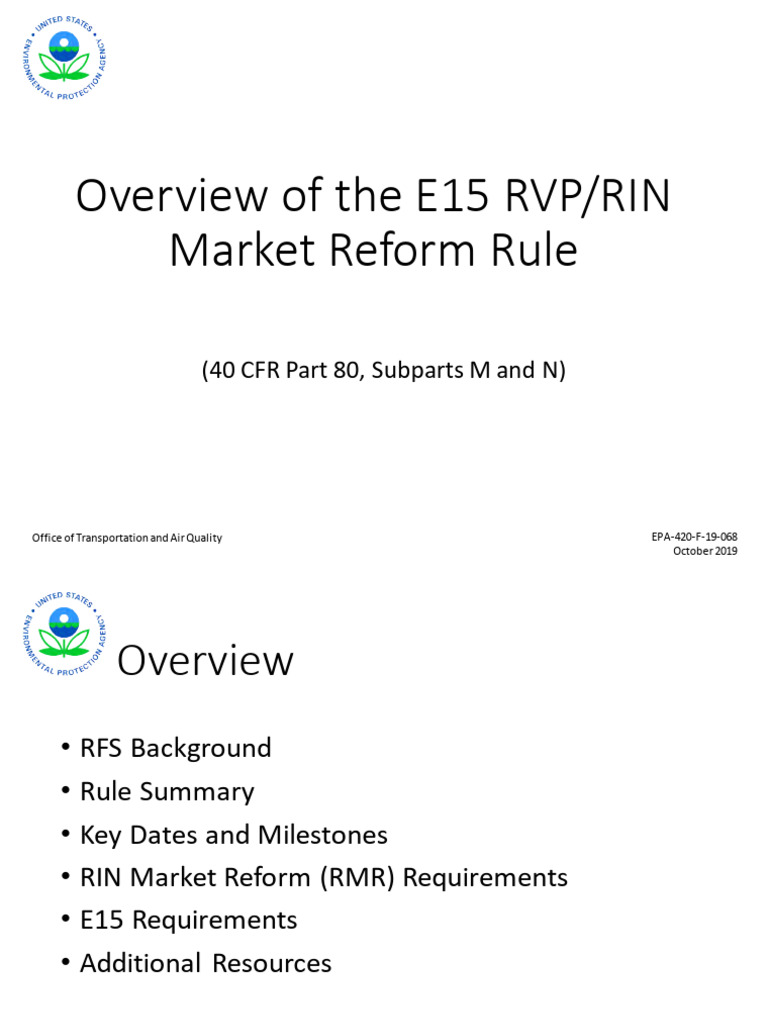 E15 RVP/RIN Market Reform Overview | PDF | Renewable Fuels | Biodiesel