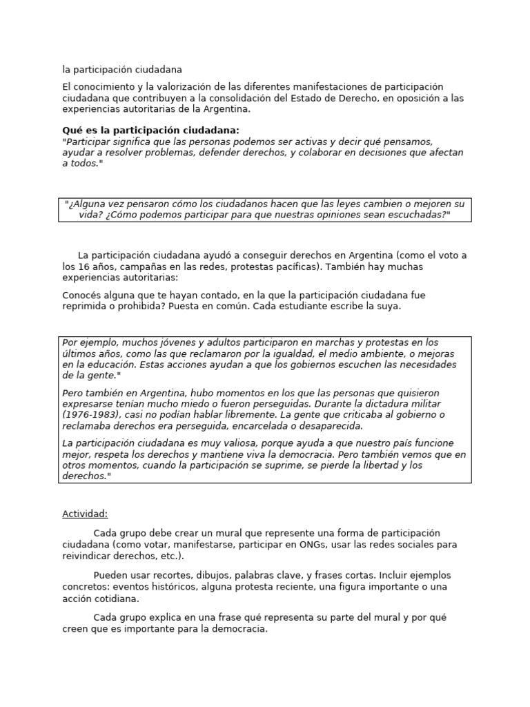 Importancia de la Participación Ciudadana | PDF