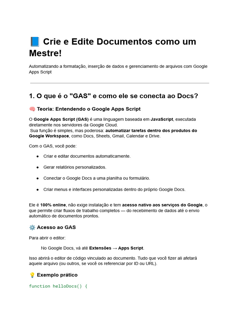 Automatize Documentos com Google Apps Script | PDF | Linguagem de ...