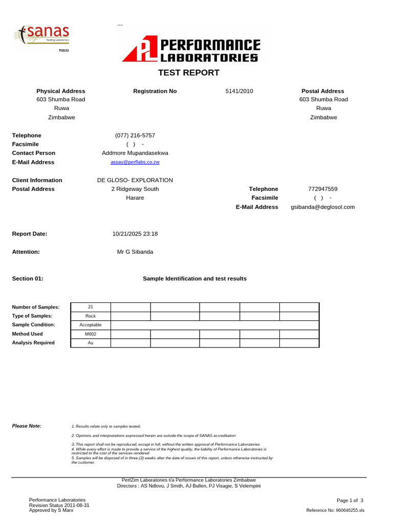 Zimbabwe Gold Test Report Summary | PDF