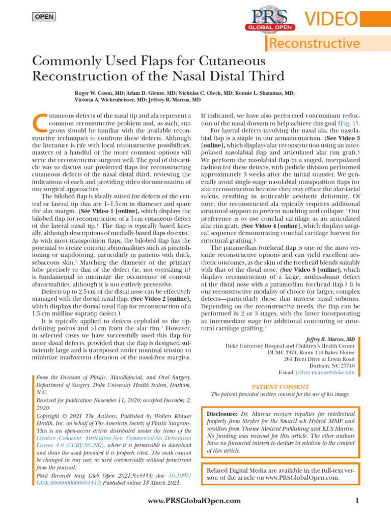 Bilobed Flap for Nasal Reconstruction | PDF | Surgical Specialties ...