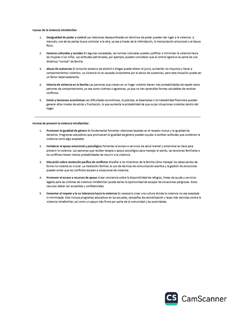 Causas y prevención de la violencia intrafamiliar | PDF | Violencia ...