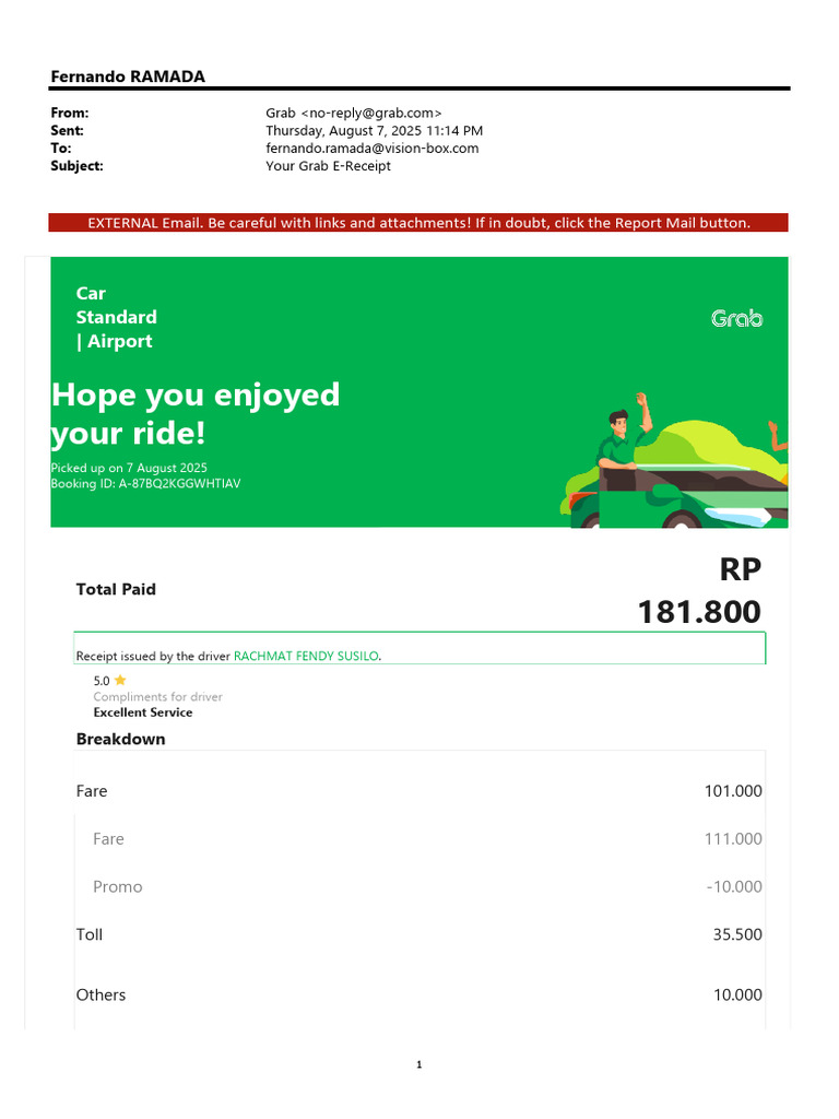 Grab E-Receipt for Ramada's Ride | PDF