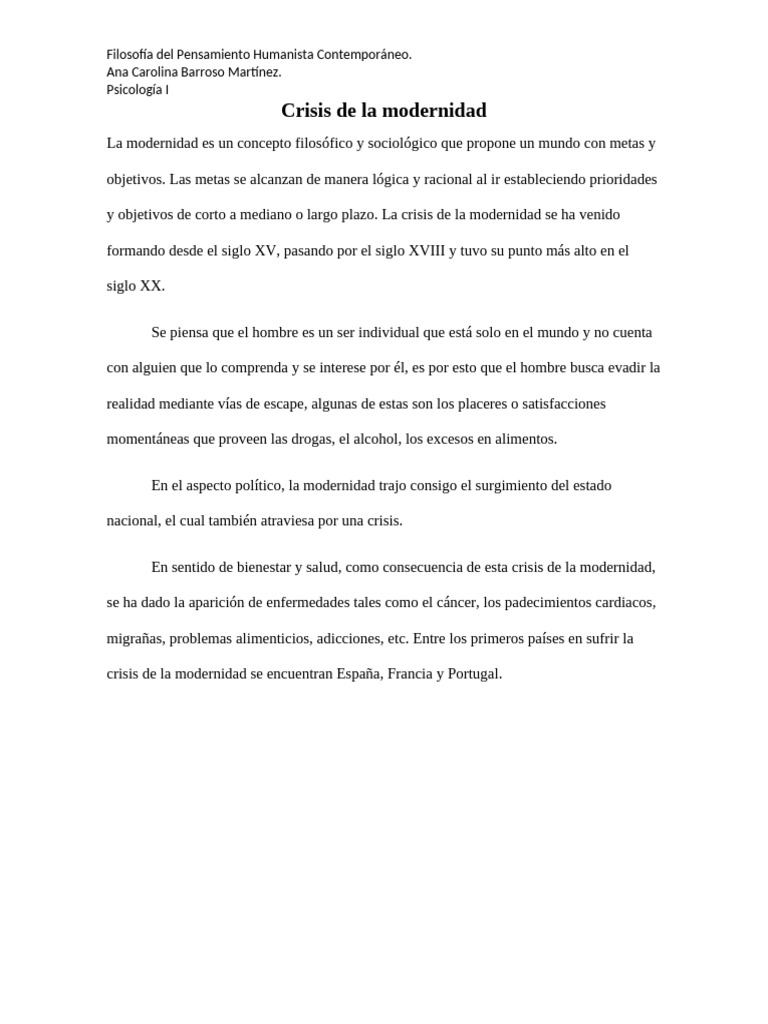 Crisis de La Modernidad | PDF