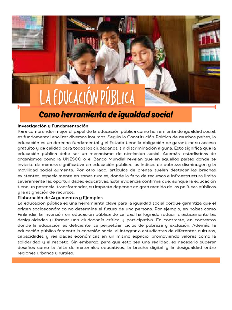 Educación Pública y Igualdad Social | PDF | Desigualdad social ...