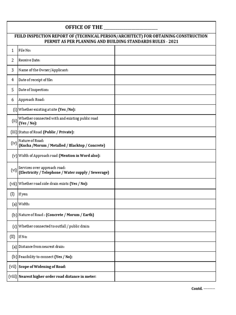 Construction Permit Inspection Report | PDF