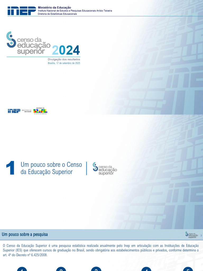 Censo da Educação Superior 2024 Brasil | PDF | Formação universitária ...