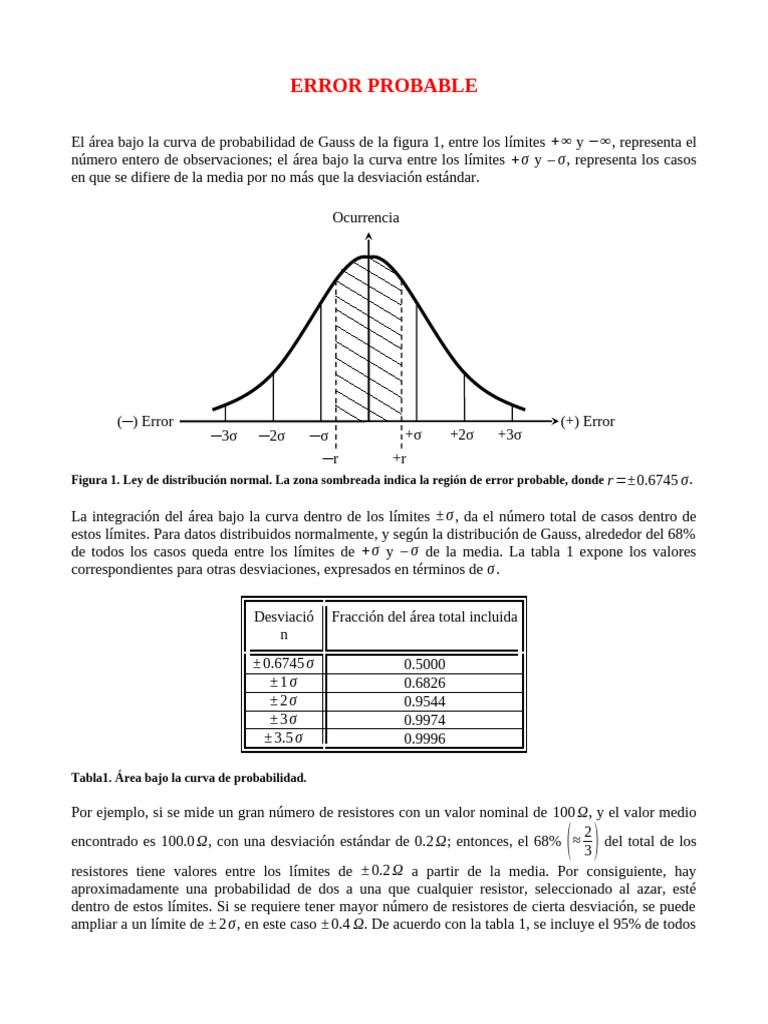 Cálculo del Error Probable en Estadística | PDF | Distribución normal ...