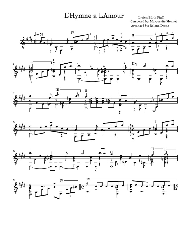 Dyens, Roland - Hymne A LAmour Compileda | PDF
