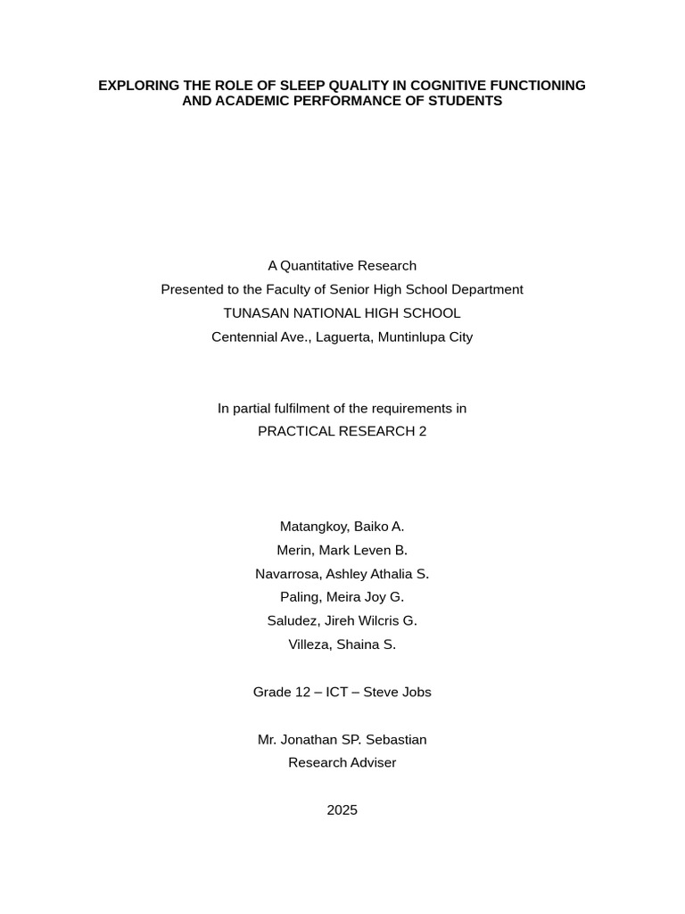 Research TEMPLATE Sample PR 2 2025 | PDF | Sleep | Memory