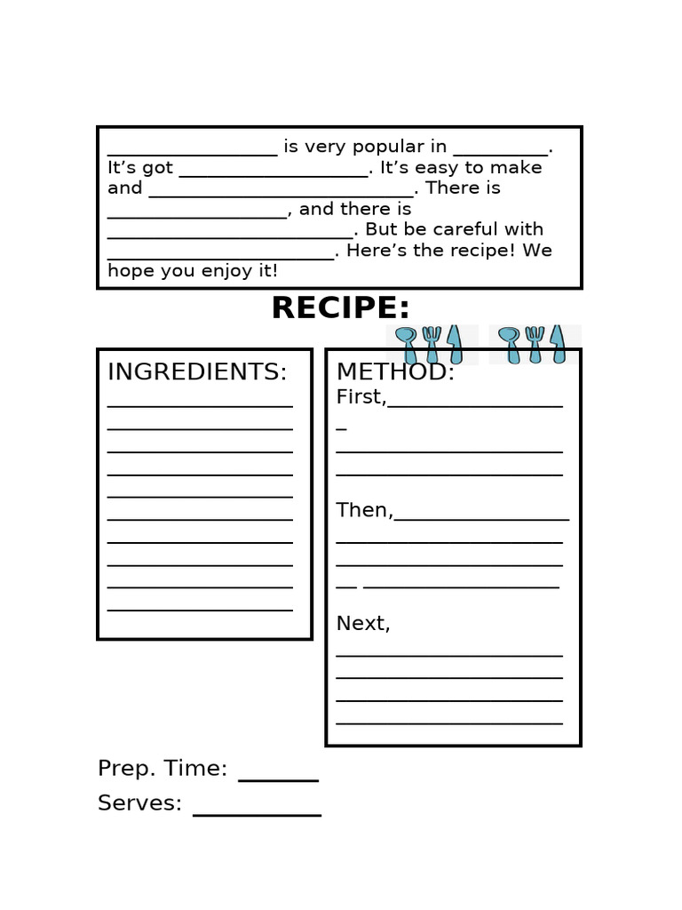 Recipe Template Writing Creative Writing Tasks 114771 | PDF