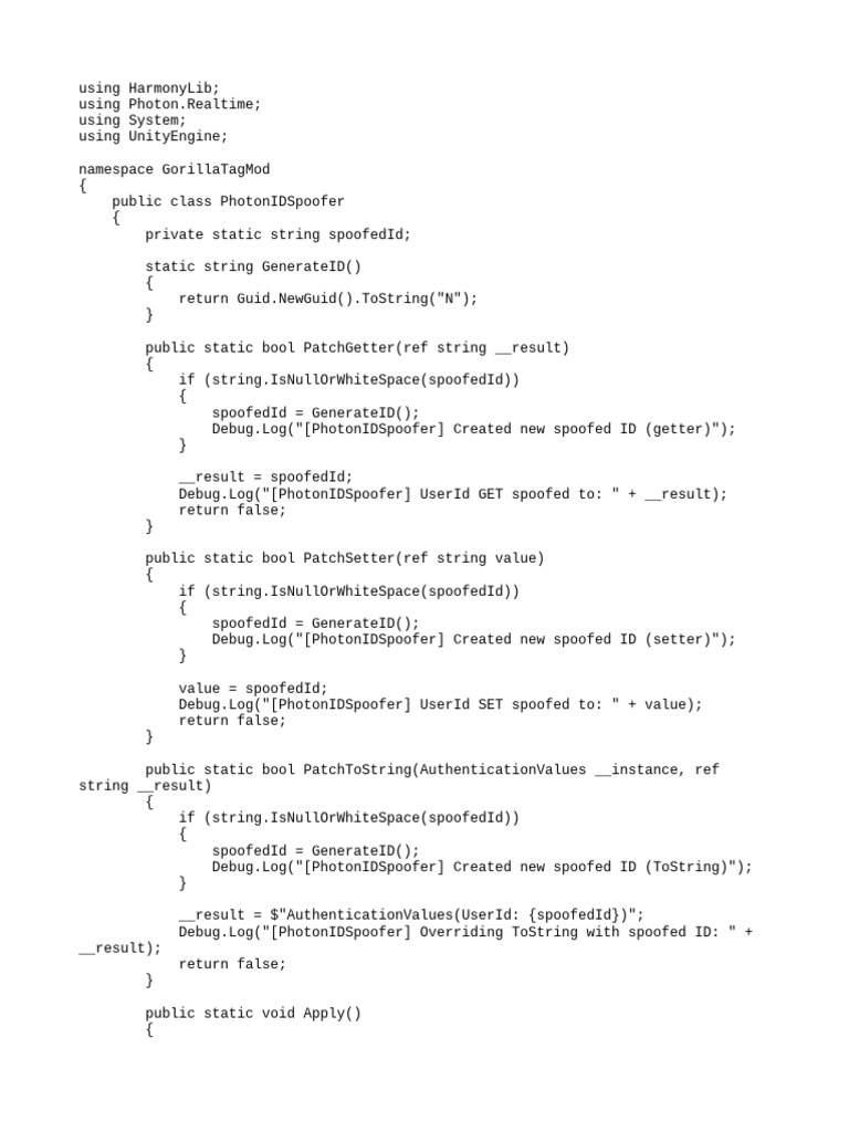 Photon ID Spoofer for Unity Games | PDF | Software Development | Object ...