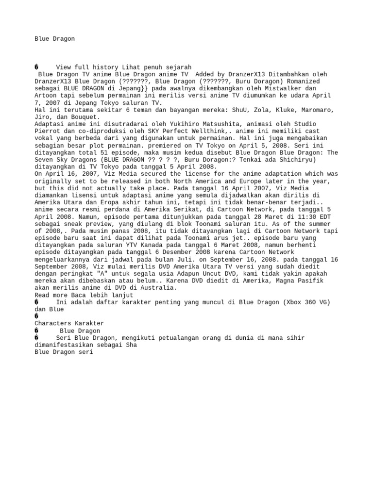 Anime Blue Dragon: Sejarah dan Rilis | PDF