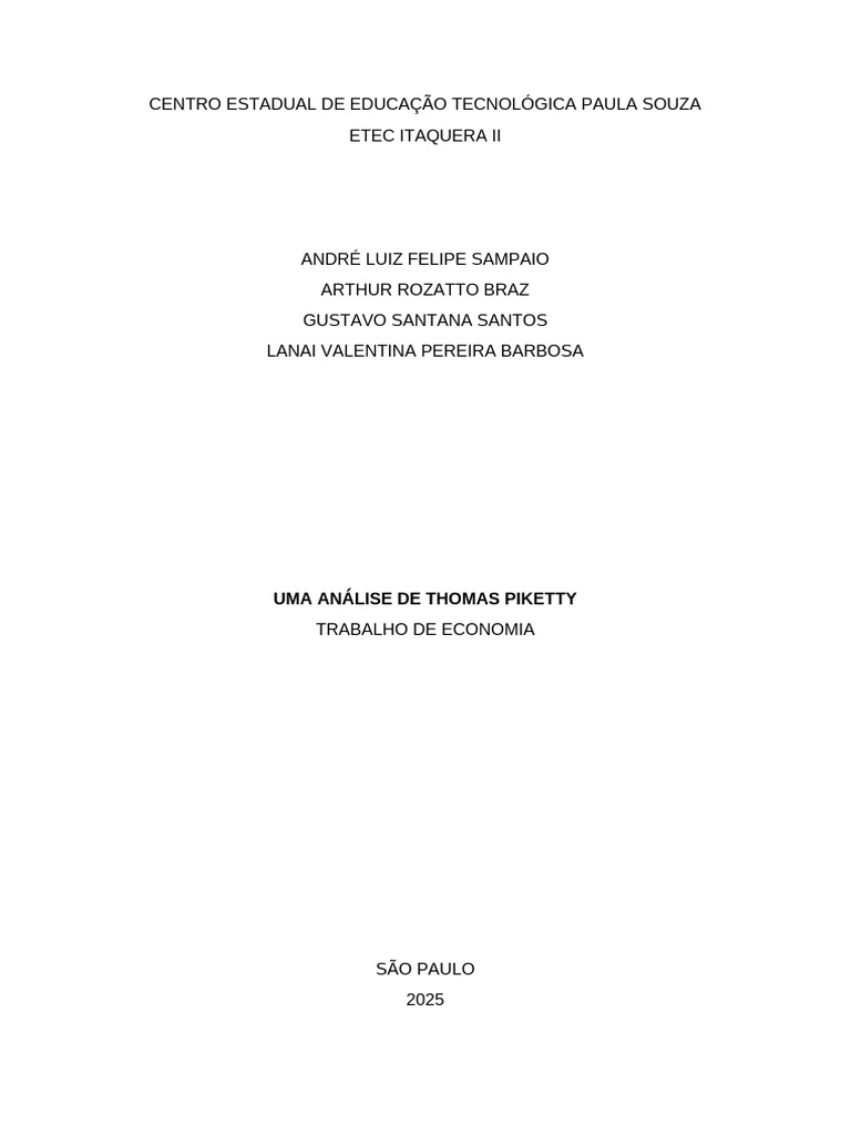 Análise da Teoria de Piketty sobre Desigualdade | PDF | Economia ...