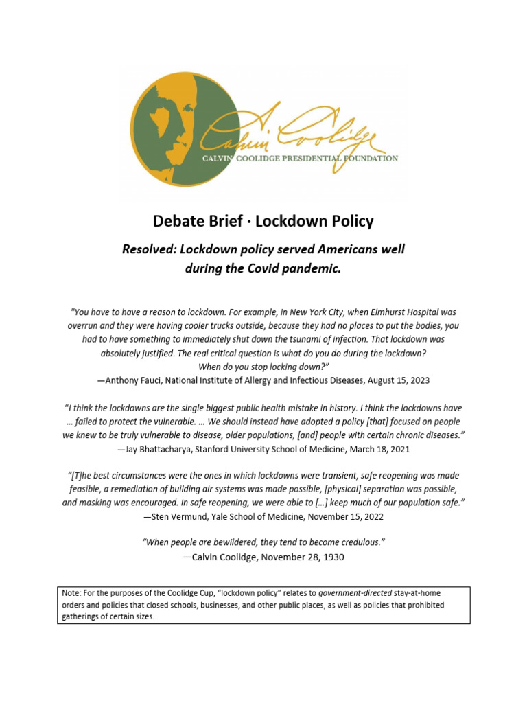 Lockdown Policy Brief FINAL | PDF | Recession | Influenza