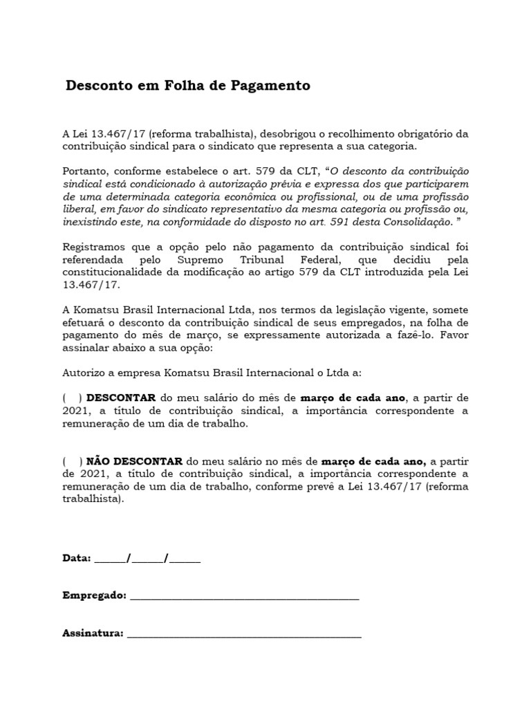 2 - Autorização para Desconto em Folha de Pagamento de Contribuição ...