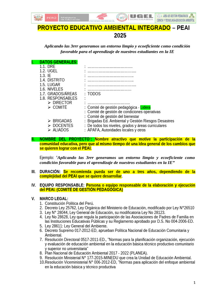 Proyecto Educativo Ambiental 2025 | PDF | Contaminación | Residuos
