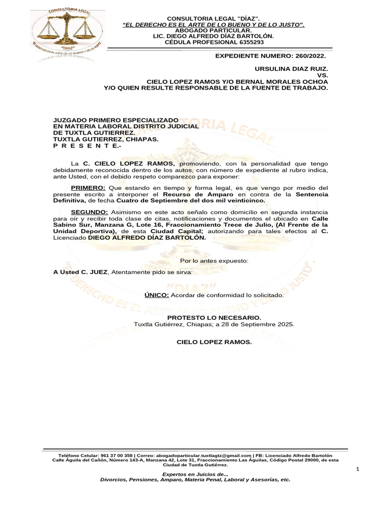 Amparo Laboral en Tuxtla Gutiérrez | PDF | Caso de ley | Sentencia (ley)