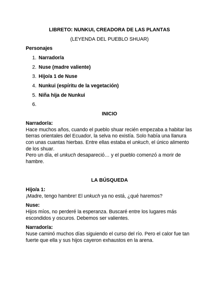 Nunkui: La Creadora de Alimentos Shuar | PDF