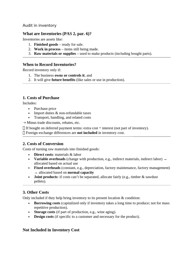 Inventory Audit and Accounting Guide | PDF | Inventory | Sales