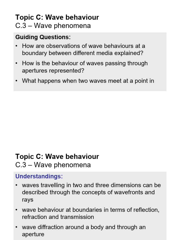 C.3 - Wave Phenomena SL - Student | PDF | Diffraction | Waves
