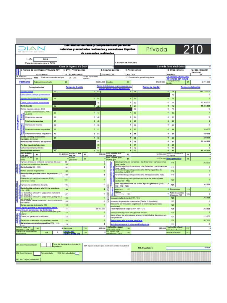 Declaración de Renta 2024 Personas Naturales | PDF