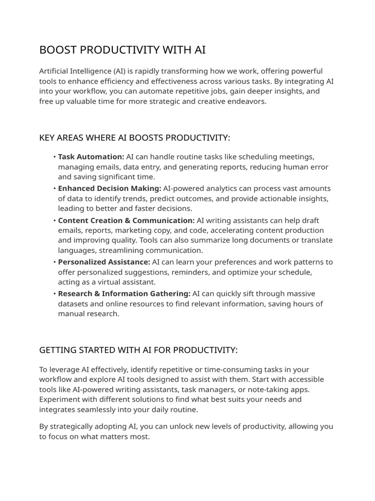 Boost Productivity with AI Tools | PDF