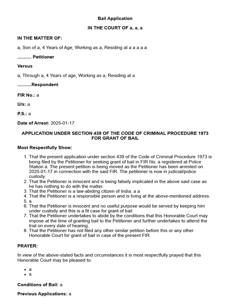 Bail Application Under Section 439 | PDF