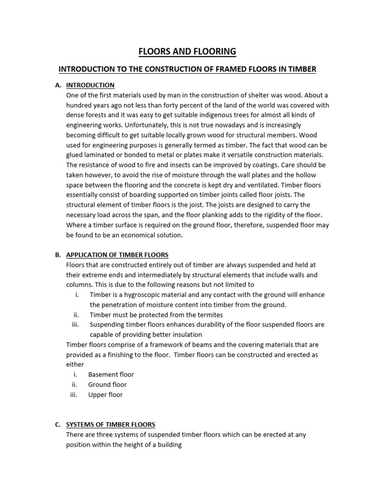 Timber Floor Construction Guide | PDF | Wood | Lumber