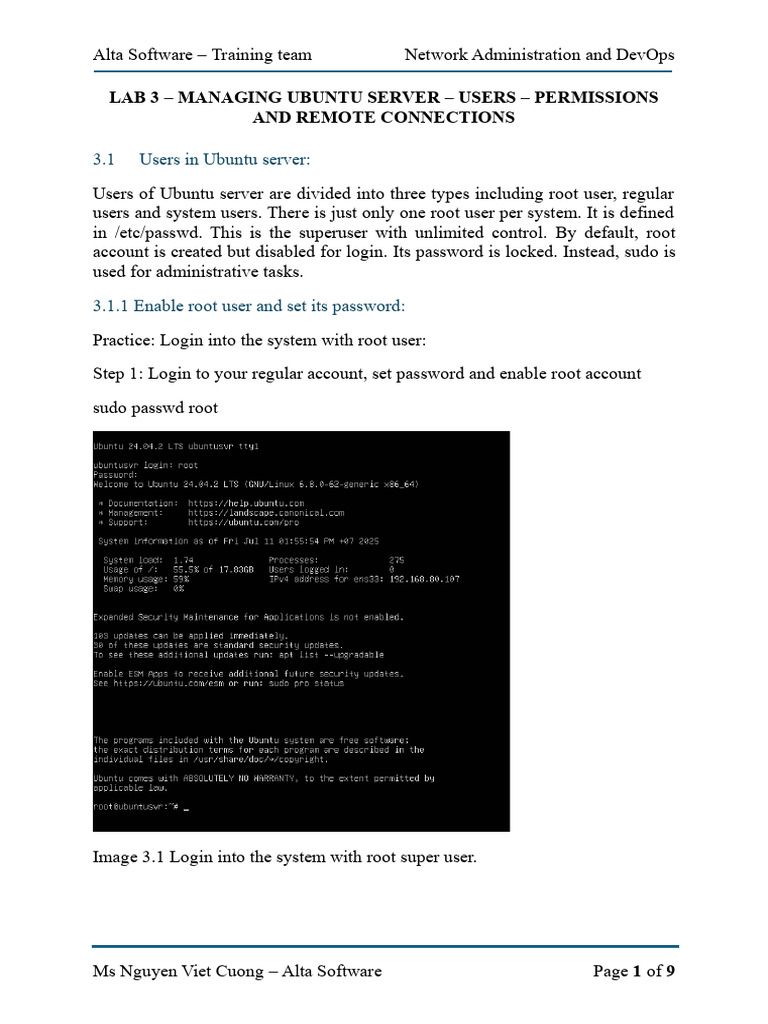 Managing Users and Permissions in Ubuntu | PDF | Sudo | Superuser