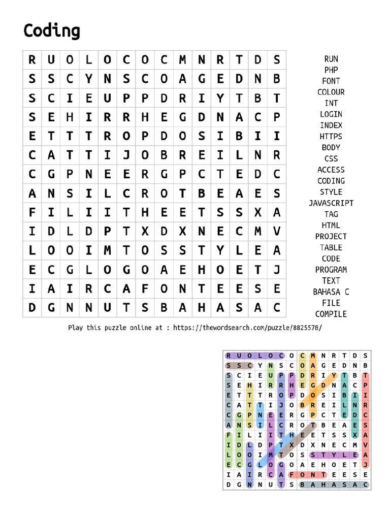 Thewordsearch Com Coding 8825578 | PDF