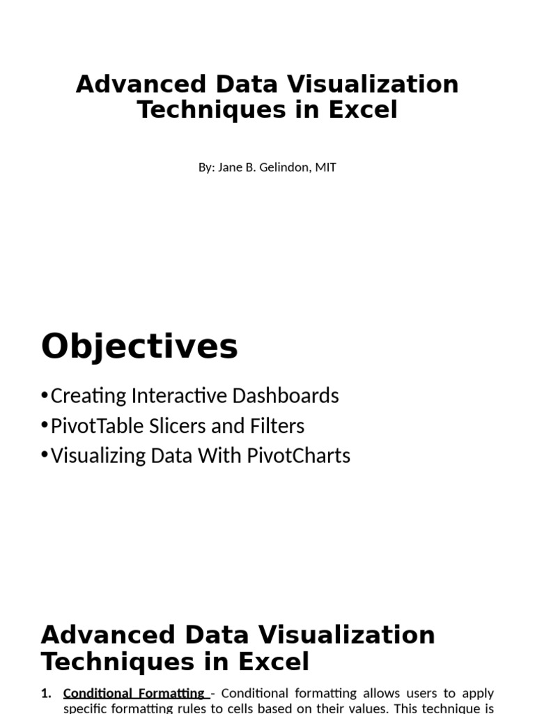 Excel Advanced Data Visualization Techniques | PDF | Microsoft Excel ...