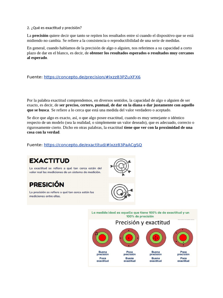 Diferencia entre precisión y exactitud | PDF